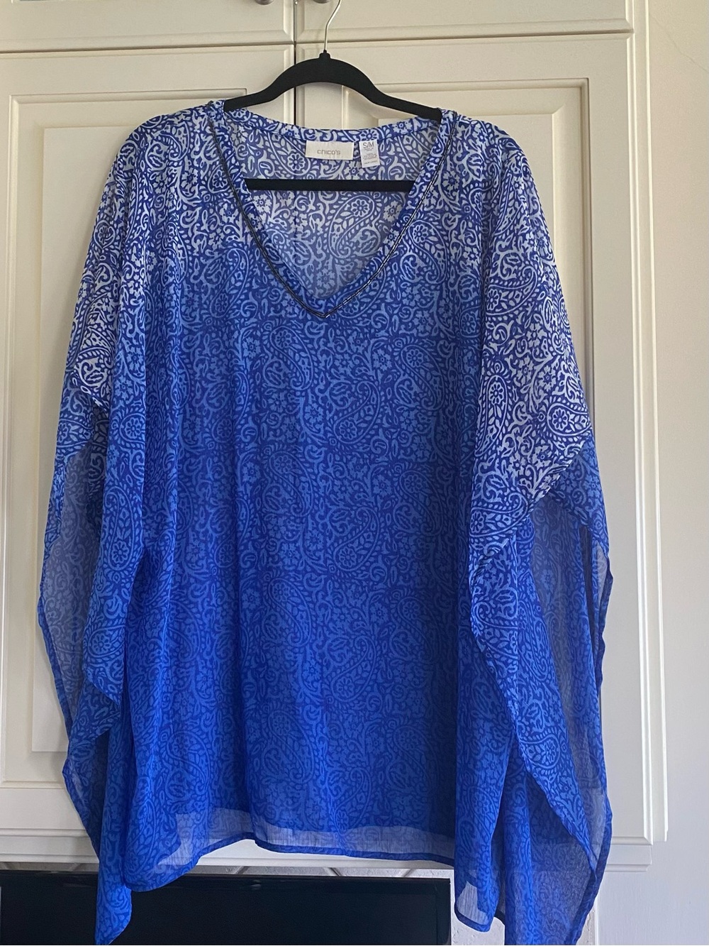 Chico's V-Neck Poncho Tunic Top with Sleeves.